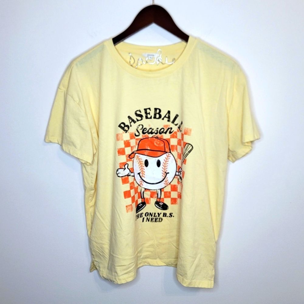 Maurices Yellow Baseball The Only BS I Need Tee Size Large